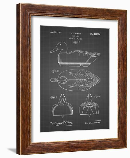 PP1001-Black Grid Propelled Duck Decoy Patent Poster-Cole Borders-Framed Giclee Print