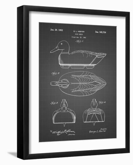 PP1001-Black Grid Propelled Duck Decoy Patent Poster-Cole Borders-Framed Giclee Print