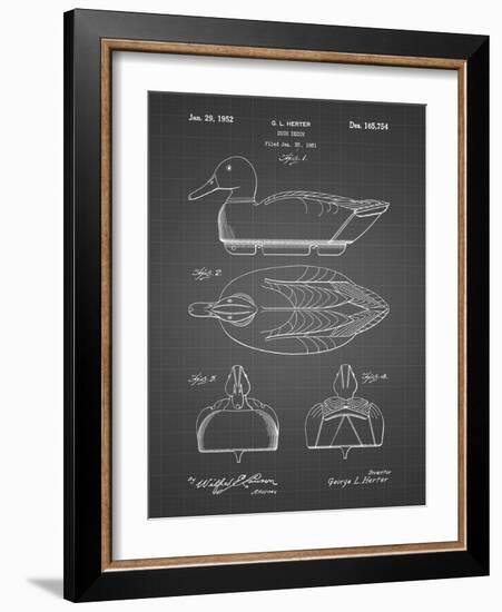 PP1001-Black Grid Propelled Duck Decoy Patent Poster-Cole Borders-Framed Giclee Print