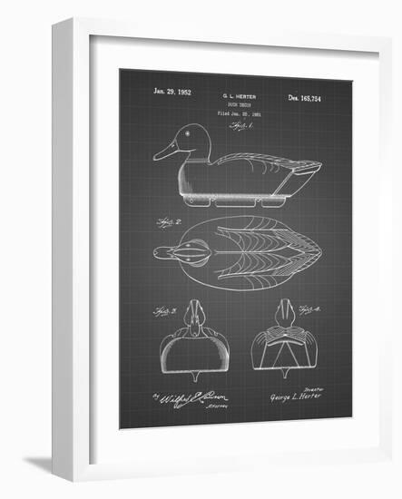 PP1001-Black Grid Propelled Duck Decoy Patent Poster-Cole Borders-Framed Giclee Print