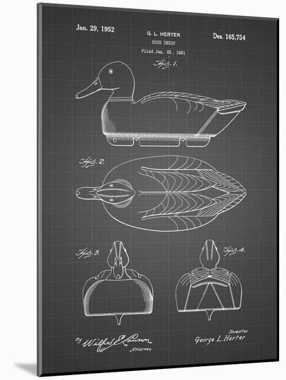 PP1001-Black Grid Propelled Duck Decoy Patent Poster-Cole Borders-Mounted Giclee Print