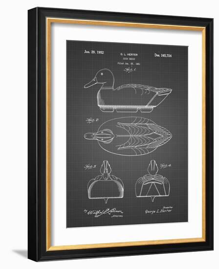 PP1001-Black Grid Propelled Duck Decoy Patent Poster-Cole Borders-Framed Giclee Print