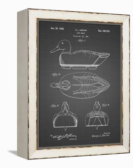 PP1001-Black Grid Propelled Duck Decoy Patent Poster-Cole Borders-Framed Premier Image Canvas