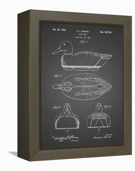 PP1001-Black Grid Propelled Duck Decoy Patent Poster-Cole Borders-Framed Premier Image Canvas