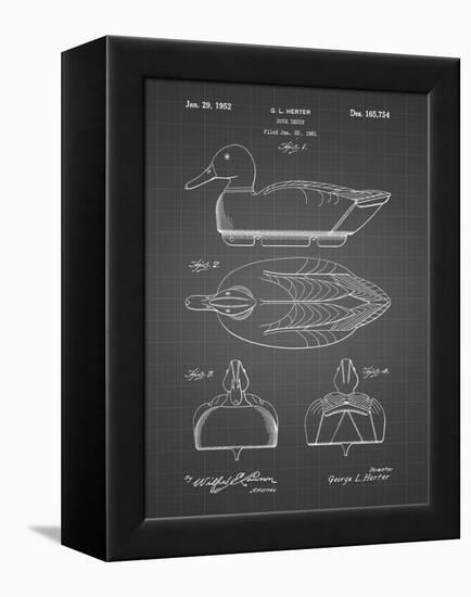 PP1001-Black Grid Propelled Duck Decoy Patent Poster-Cole Borders-Framed Premier Image Canvas