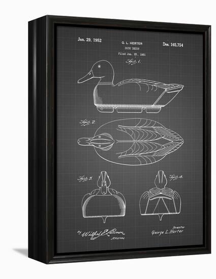 PP1001-Black Grid Propelled Duck Decoy Patent Poster-Cole Borders-Framed Premier Image Canvas
