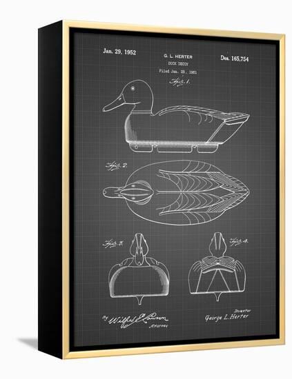 PP1001-Black Grid Propelled Duck Decoy Patent Poster-Cole Borders-Framed Premier Image Canvas