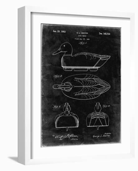PP1001-Black Grunge Propelled Duck Decoy Patent Poster-Cole Borders-Framed Giclee Print