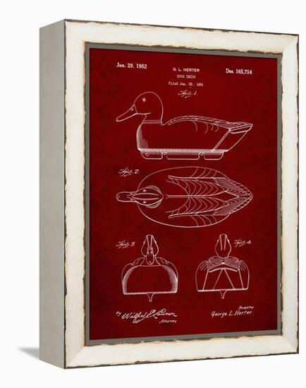 PP1001-Burgundy Propelled Duck Decoy Patent Poster-Cole Borders-Framed Premier Image Canvas