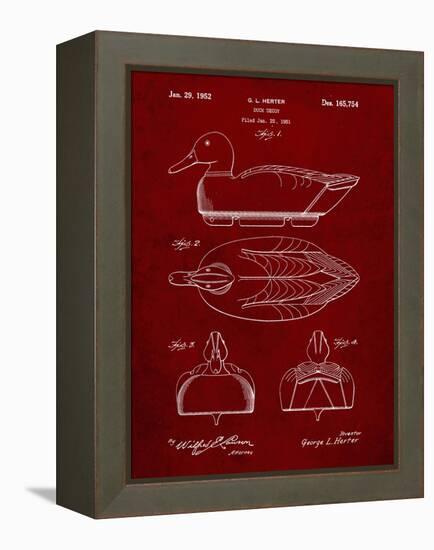 PP1001-Burgundy Propelled Duck Decoy Patent Poster-Cole Borders-Framed Premier Image Canvas