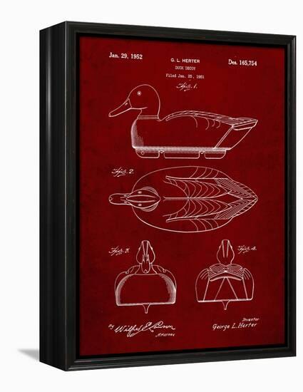 PP1001-Burgundy Propelled Duck Decoy Patent Poster-Cole Borders-Framed Premier Image Canvas