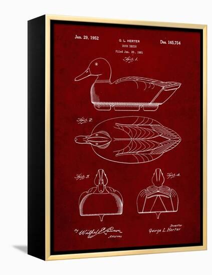 PP1001-Burgundy Propelled Duck Decoy Patent Poster-Cole Borders-Framed Premier Image Canvas