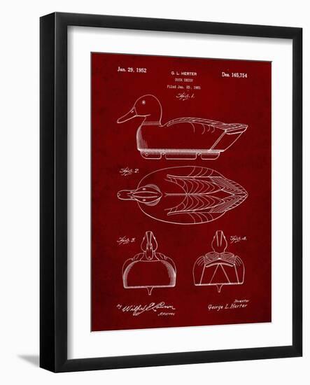 PP1001-Burgundy Propelled Duck Decoy Patent Poster-Cole Borders-Framed Giclee Print