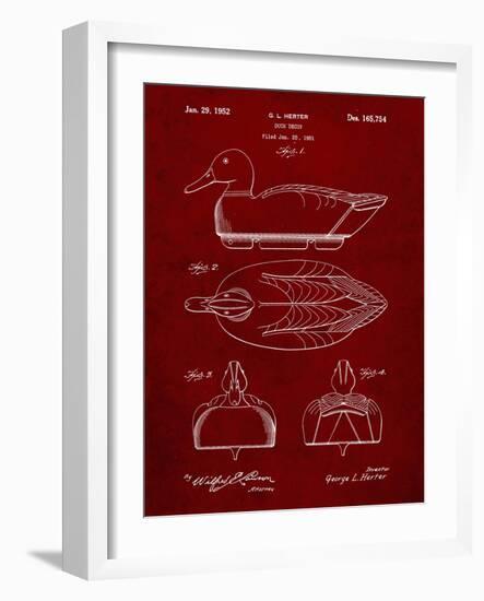 PP1001-Burgundy Propelled Duck Decoy Patent Poster-Cole Borders-Framed Giclee Print