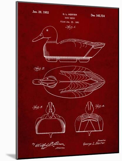 PP1001-Burgundy Propelled Duck Decoy Patent Poster-Cole Borders-Mounted Giclee Print