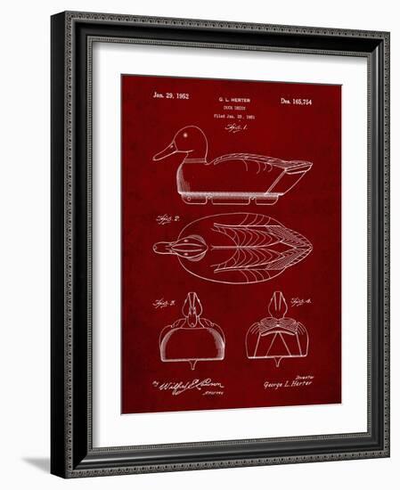 PP1001-Burgundy Propelled Duck Decoy Patent Poster-Cole Borders-Framed Giclee Print