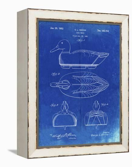 PP1001-Faded Blueprint Propelled Duck Decoy Patent Poster-Cole Borders-Framed Premier Image Canvas