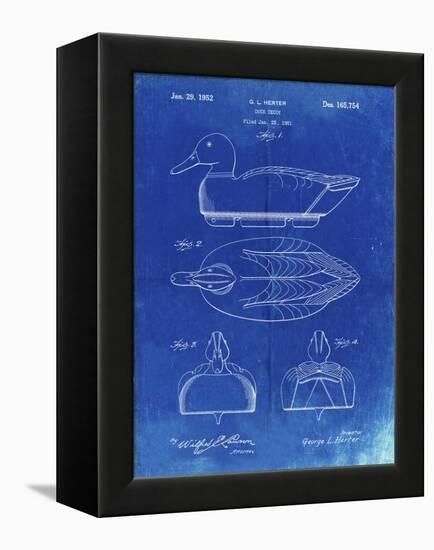 PP1001-Faded Blueprint Propelled Duck Decoy Patent Poster-Cole Borders-Framed Premier Image Canvas