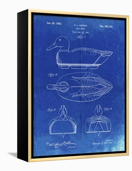 PP1001-Faded Blueprint Propelled Duck Decoy Patent Poster-Cole Borders-Framed Premier Image Canvas