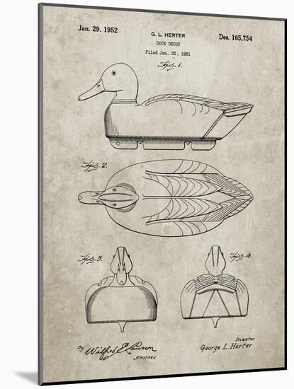 PP1001-Sandstone Propelled Duck Decoy Patent Poster-Cole Borders-Mounted Giclee Print