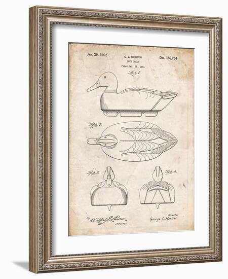 PP1001-Vintage Parchment Propelled Duck Decoy Patent Poster-Cole Borders-Framed Giclee Print