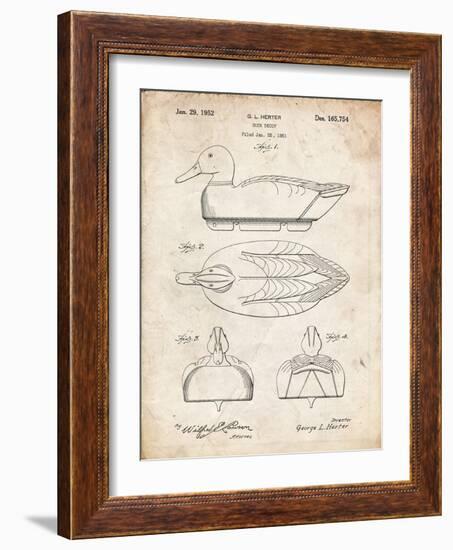 PP1001-Vintage Parchment Propelled Duck Decoy Patent Poster-Cole Borders-Framed Giclee Print