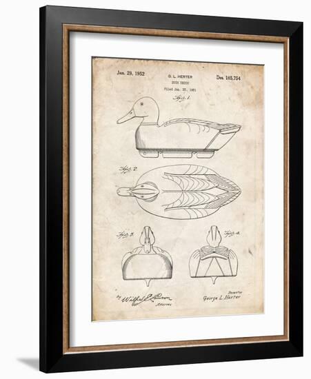 PP1001-Vintage Parchment Propelled Duck Decoy Patent Poster-Cole Borders-Framed Giclee Print