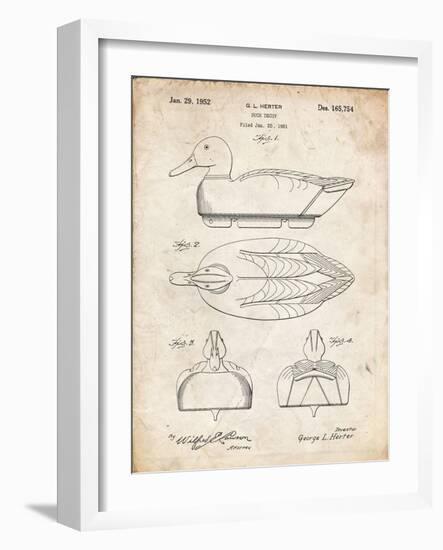 PP1001-Vintage Parchment Propelled Duck Decoy Patent Poster-Cole Borders-Framed Giclee Print