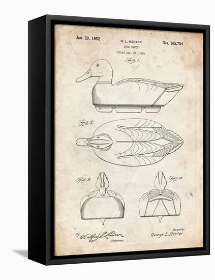 PP1001-Vintage Parchment Propelled Duck Decoy Patent Poster-Cole Borders-Framed Premier Image Canvas