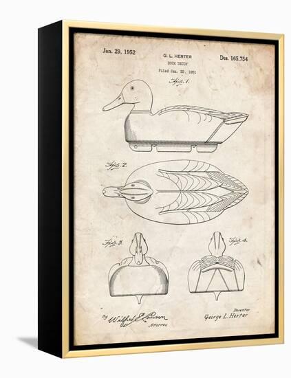 PP1001-Vintage Parchment Propelled Duck Decoy Patent Poster-Cole Borders-Framed Premier Image Canvas