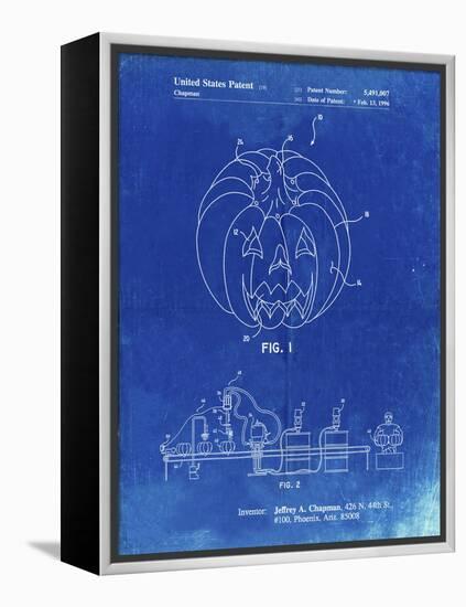 PP1003-Faded Blueprint Pumpkin Patent Poster-Cole Borders-Framed Premier Image Canvas
