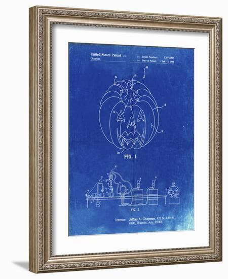 PP1003-Faded Blueprint Pumpkin Patent Poster-Cole Borders-Framed Giclee Print