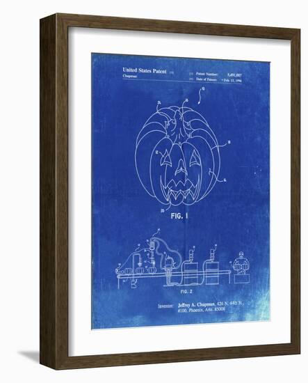 PP1003-Faded Blueprint Pumpkin Patent Poster-Cole Borders-Framed Giclee Print