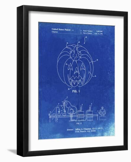 PP1003-Faded Blueprint Pumpkin Patent Poster-Cole Borders-Framed Giclee Print