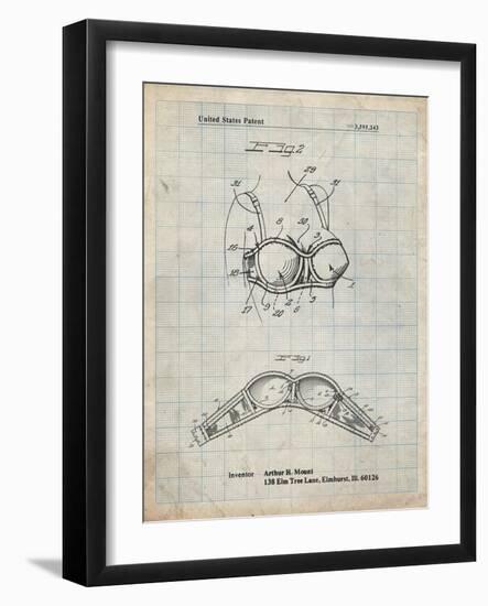 PP1004-Antique Grid Parchment Push-up Bra Patent Poster-Cole Borders-Framed Giclee Print