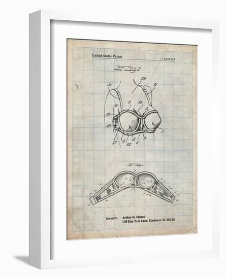 PP1004-Antique Grid Parchment Push-up Bra Patent Poster-Cole Borders-Framed Giclee Print