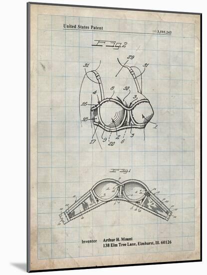 PP1004-Antique Grid Parchment Push-up Bra Patent Poster-Cole Borders-Mounted Giclee Print