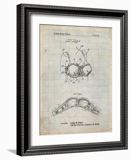 PP1004-Antique Grid Parchment Push-up Bra Patent Poster-Cole Borders-Framed Giclee Print