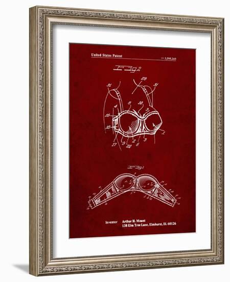 PP1004-Burgundy Push-up Bra Patent Poster-Cole Borders-Framed Giclee Print