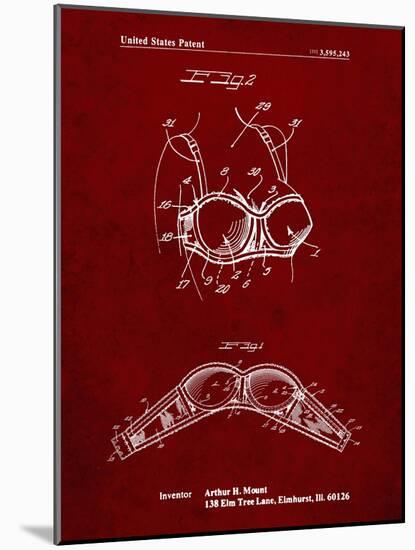 PP1004-Burgundy Push-up Bra Patent Poster-Cole Borders-Mounted Giclee Print