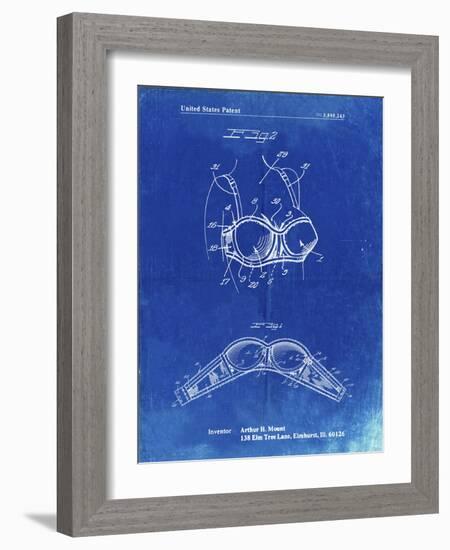 PP1004-Faded Blueprint Push-up Bra Patent Poster-Cole Borders-Framed Giclee Print