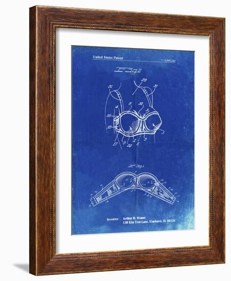 PP1004-Faded Blueprint Push-up Bra Patent Poster-Cole Borders-Framed Giclee Print