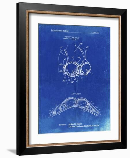 PP1004-Faded Blueprint Push-up Bra Patent Poster-Cole Borders-Framed Giclee Print