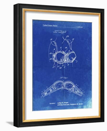 PP1004-Faded Blueprint Push-up Bra Patent Poster-Cole Borders-Framed Giclee Print