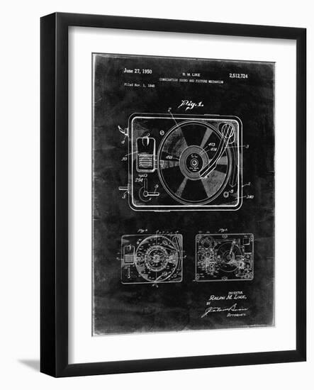 PP1009-Black Grunge Record Player Patent Poster-Cole Borders-Framed Giclee Print