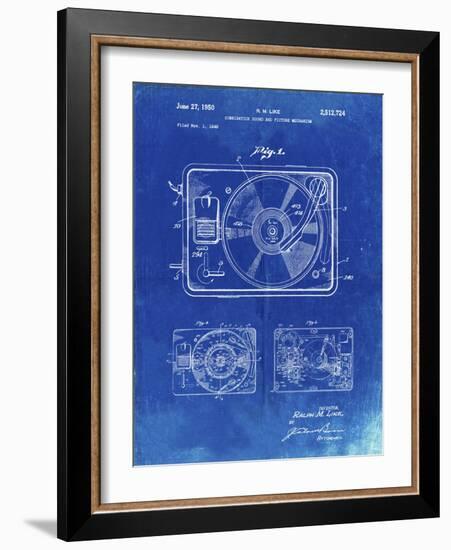 PP1009-Faded Blueprint Record Player Patent Poster-Cole Borders-Framed Giclee Print