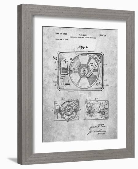 PP1009-Slate Record Player Patent Poster-Cole Borders-Framed Giclee Print