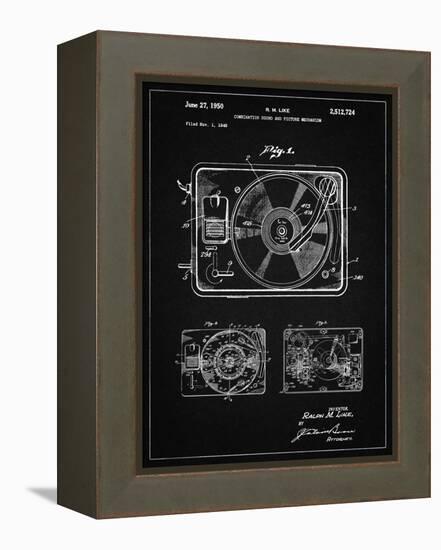 PP1009-Vintage Black Record Player Patent Poster-Cole Borders-Framed Premier Image Canvas