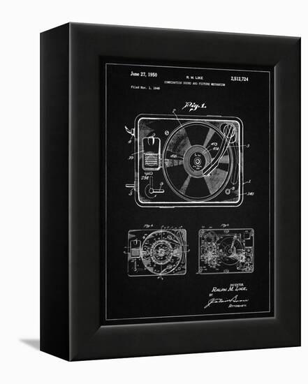 PP1009-Vintage Black Record Player Patent Poster-Cole Borders-Framed Premier Image Canvas