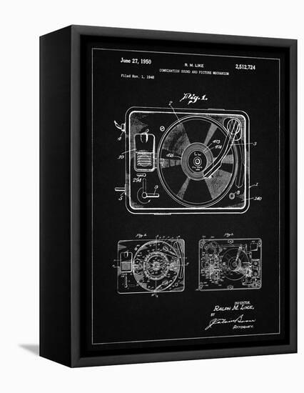 PP1009-Vintage Black Record Player Patent Poster-Cole Borders-Framed Premier Image Canvas